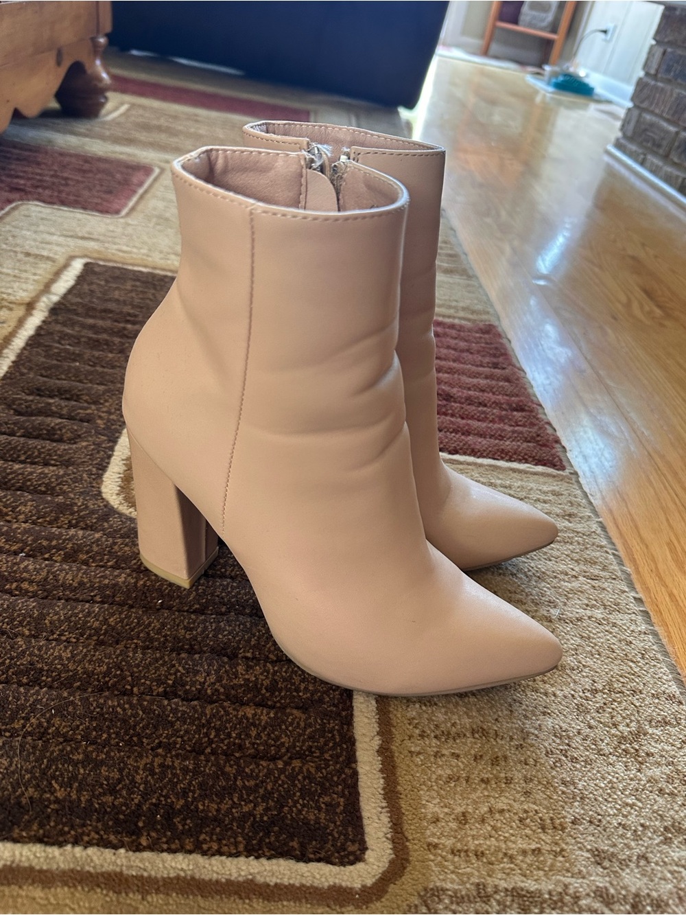 Women's Pointed Toe Block Heel Ankle Boots - Blush
